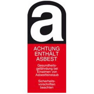 Etiqueta de advertencia «contiene amianto» para indicar que se trata de un residuo que debe eliminarse de forma segura. | © CRB Analyse Service GmbH